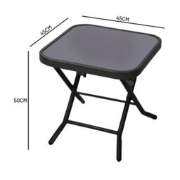 Crystals Folding Side Table Glass Top Small Side Stool Drink Coffee Garden Home Furniture - thumbnail 3