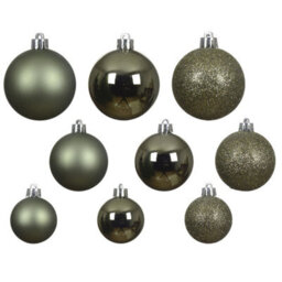 Decoris 30 Rosemary Green Baubles Shatterproof Christmas Tree Hanging Decor - thumbnail 9