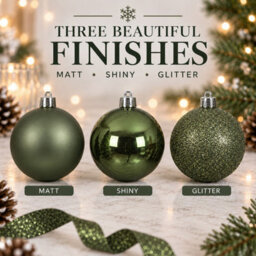 Decoris 30 Rosemary Green Baubles Shatterproof Christmas Tree Hanging Decor - thumbnail 3