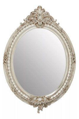 Orsina Champagne Oval Framed Wall Mirror,ornate Neoclassical Mirror, Accent Piece With Crown & Acanthus Motif - image 1