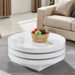 Furniture in Fashion Triplo Round High Gloss Rotating Coffee Table In White