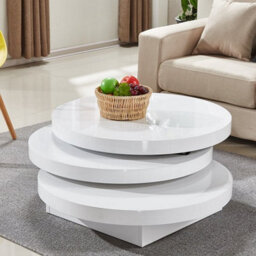 Furniture in Fashion Triplo Round High Gloss Rotating Coffee Table In White - thumbnail 3