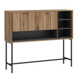 Wyld Haus Nightbloom Grey And Oak-Effect Bar Cabinet 1 Door 3 Shelves - thumbnail 2