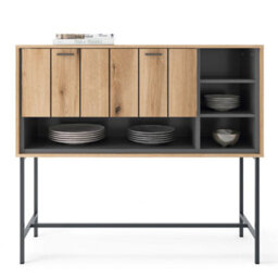 Wyld Haus Nightbloom Grey And Oak-Effect Bar Cabinet 1 Door 3 Shelves - thumbnail 4