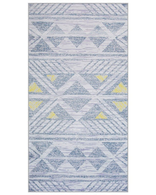 Beliani Grey Yellow Geometric Rug 80 X 150 Cm - Low Pile Polyester - image 1