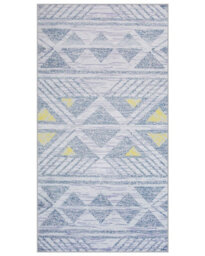 Beliani Grey Yellow Geometric Rug 80 X 150 Cm - Low Pile Polyester - thumbnail 1