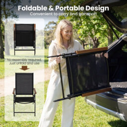 Costway Folding Patio Chairs Set Of 2 Portable Outdoor Dining Chairs With 5-Position Adjustable Backrests - thumbnail 4