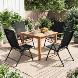 Costway Folding Patio Chairs Set Of 2 Portable Outdoor Dining Chairs With 5-Position Adjustable Backrests - thumbnail 9