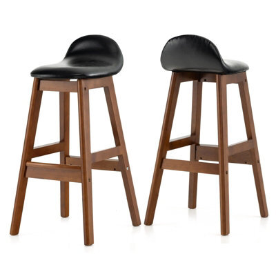 Gainoom Set Of 2 Bar Stools Dining Counter Height Chair Upholstered Padded Seat & Back - image 1
