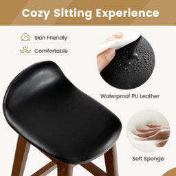 Gainoom Set Of 2 Bar Stools Dining Counter Height Chair Upholstered Padded Seat & Back - thumbnail 5