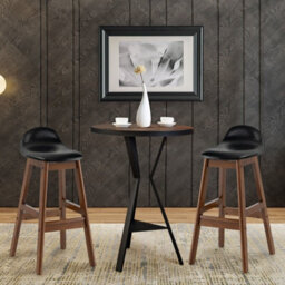Gainoom Set Of 2 Bar Stools Dining Counter Height Chair Upholstered Padded Seat & Back - thumbnail 4