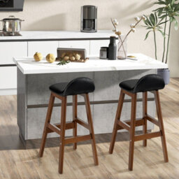 Gainoom Set Of 2 Bar Stools Dining Counter Height Chair Upholstered Padded Seat & Back - thumbnail 3