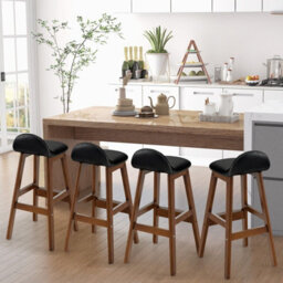 Gainoom Set Of 2 Bar Stools Dining Counter Height Chair Upholstered Padded Seat & Back - thumbnail 9