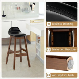 Gainoom Set Of 2 Bar Stools Dining Counter Height Chair Upholstered Padded Seat & Back - thumbnail 8