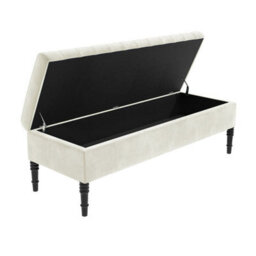Safar Plain 150Cm Ottoman Storage Bench - Plush Velvet Shoe Bench - Cream Upholstery Footstool With Storage - thumbnail 5