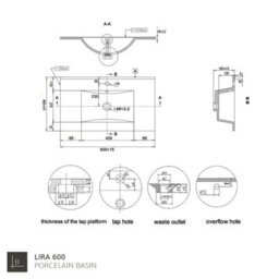 Banyetti Celtic 800mm Wall Hung Bathroom Vanity Unit With Lira Basin - Ostippo Oak - thumbnail 6