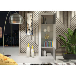 Display Cabinet Illume 170Cm - White & Grey Gloss Doors - thumbnail 7