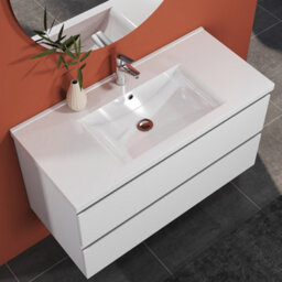 Sline 1000mm Wall Mounted Bathroom Vanity Unit With Ceramic Basin,2 Soft Close Drawers For Storage,white,flat Packed - thumbnail 5