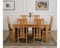 That's Furniture Dakota 152 X 87 Cm Chunky Medium Oak Dining Table And 6 Chairs Dining Set With Princeton Chairs - thumbnail 2