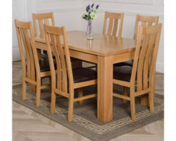 That's Furniture Dakota 152 X 87 Cm Chunky Medium Oak Dining Table And 6 Chairs Dining Set With Princeton Chairs - thumbnail 1