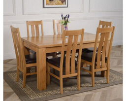 That's Furniture Dakota 152 X 87 Cm Chunky Medium Oak Dining Table And 6 Chairs Dining Set With Princeton Chairs - thumbnail 3