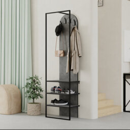 Decortie Modern Archy Hall Stand Coat Rack Hall Tree Stand With Shoe Rack For Hallway, Entrance Hall 180(H)Cm Retro Grey