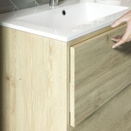 Grasmere Havana Oak Effect Wall-Mounted Vanity Unit & Basin Set (W)900mm (H)600mm - thumbnail 4