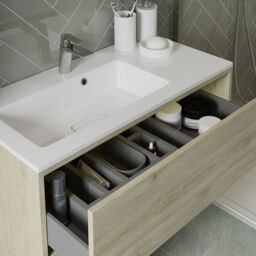 Grasmere Havana Oak Effect Wall-Mounted Vanity Unit & Basin Set (W)900mm (H)600mm - thumbnail 5