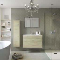 Grasmere Havana Oak Effect Wall-Mounted Vanity Unit & Basin Set (W)900mm (H)600mm - thumbnail 2