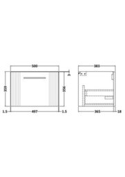 Hudson Reed Deco Wall Hung 1-Drawer Vanity Unit, Compact Modern Vanity Unit In Bathroom With Bar Handle Design, Satin Blue - thumbnail 2