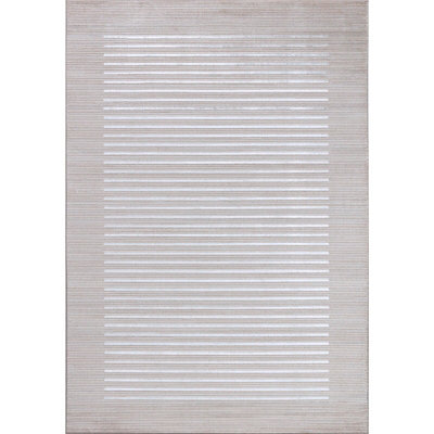 Livabliss Lustro-Modern Grey Off-White Beige Striped Living Dining Bedroom Rug 200 X 275 Cm Easy Care, Non Shedding - image 1