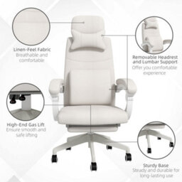 Vinsetto Home Office Chair Reclining Computer Chair W/ Lumbar Support White - thumbnail 5