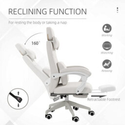 Vinsetto Home Office Chair Reclining Computer Chair W/ Lumbar Support White - thumbnail 6