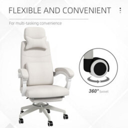 Vinsetto Home Office Chair Reclining Computer Chair W/ Lumbar Support White - thumbnail 7
