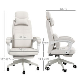 Vinsetto Home Office Chair Reclining Computer Chair W/ Lumbar Support White - thumbnail 3