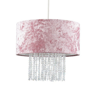 Valuelights Boland Pink Velvet & Acrylic Droplet Ceiling Lamp Shade (D)35Cm - image 1