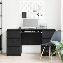 Berkfield Desks 2 Pcs Black Oak 140X50X76 Cm Engineered Wood - thumbnail 4