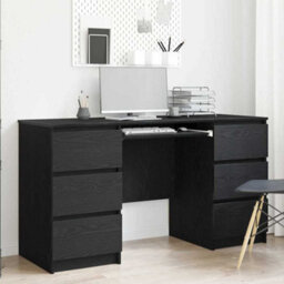 Berkfield Desks 2 Pcs Black Oak 140X50X76 Cm Engineered Wood - thumbnail 1