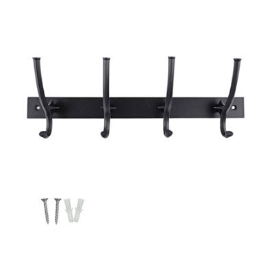 Keypak Wall Mounted Coat Rack Black - 4 Hook Modern Industrial Coat Hook - Decorative Hook Hanger Bathroom, Bedroom, Hallway - image 1
