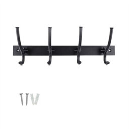 Keypak Wall Mounted Coat Rack Black - 4 Hook Modern Industrial Coat Hook - Decorative Hook Hanger Bathroom, Bedroom, Hallway - thumbnail 1