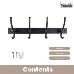 Keypak Wall Mounted Coat Rack Black - 4 Hook Modern Industrial Coat Hook - Decorative Hook Hanger Bathroom, Bedroom, Hallway - thumbnail 4