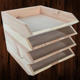 Woodeedoo Set Of 4 Stackable Wooden Letter Tray A4 Document Holder Paper Sorter Desk Tidy Organiser For Office Home 26 X 32 X 6 Cm