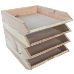 Woodeedoo Set Of 4 Stackable Wooden Letter Tray A4 Document Holder Paper Sorter Desk Tidy Organiser For Office Home 26 X 32 X 6 Cm - thumbnail 9