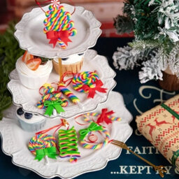 Amorly 16Pcs Rainbow Candy Cane Lollipop Ornaments, Hand Feel Polymer Clay Hanging Decor For Christmas Tree And Xmas Party Celebrations - thumbnail 4