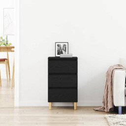 Berkfield Modern Bedside Cabinet Black Oak 40X35X70 Cm Engineered Wood - thumbnail 4