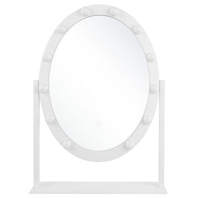 Beliani Dressing Table Mirror Led Rostrenen White - image 1