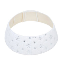 Living And Home Adjustable White Polyester Christmas Tree Collar Silver Snowflake Conical Xmas Base Decoration - thumbnail 5