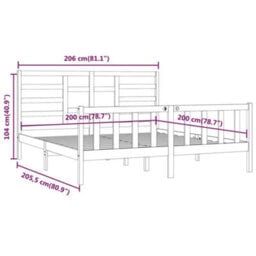 Berkfield Bed Frame Black Solid Wood Pine 200X200 Cm - thumbnail 8