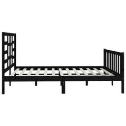Berkfield Bed Frame Black Solid Wood Pine 200X200 Cm - thumbnail 6