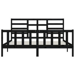 Berkfield Bed Frame Black Solid Wood Pine 200X200 Cm - thumbnail 5